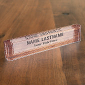 Rustic Houten Executive | Aangepaste naam en titel Naambordje (Zijkant)
