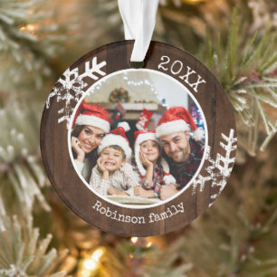 Rustic Houten Familie Kerstmis Ornament
