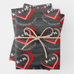 Rustic Houten Happy Valentijnsdag Hart Inpakpapier Vel