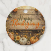 Rustic Houten Herfst Pompoen Thanksgiving Bedankjes Labels (Voorkant)