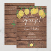Rustic Houten Hoofd Pers Lemon Bruiloftsfeest Kaart (Voorkant / Achterkant)