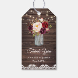 Rustic Houten Kant Blush Bourgondië Metselpot Gift Cadeaulabel