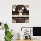 Rustic houten, kant en metson jars schuur banner p poster (Thuiskantoor)