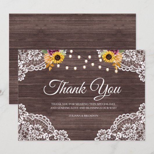 Rustic Houten Kant Fall Bedankkaart (Voorkant / Achterkant)