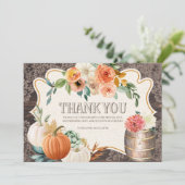 Rustic houten kant herfst bedankkaart (Staand voorkant)