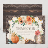 Rustic houten kant herfst bedankkaart (Voorkant / Achterkant)