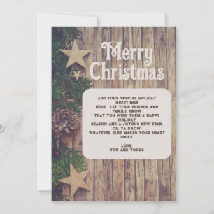 Rustic houten kerst dennenboom feestdagenkaart