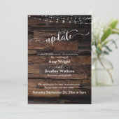 Rustic Houten Licht Uitstel Bruiloft Update Kaart (Staand voorkant)