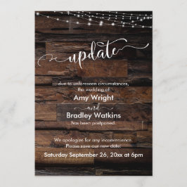 Rustic Houten Licht Uitstel Bruiloft Update Kaart