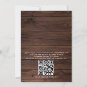 Rustic Houten Marine Blauwe Anker QR Code Bruiloft Kaart (Achterkant)