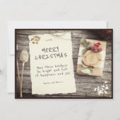 Rustic houten oud-papier script Kerstmis Feestdagenkaart (Voorkant)