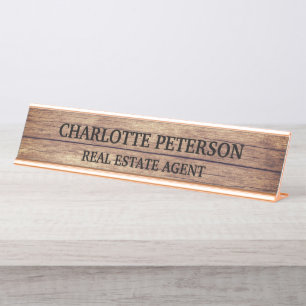 Rustic Houten Professionele Bureaunaambord Bureau Naambordje