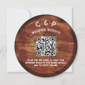 Rustic Houten QR Code Huwelijk Aangepaste Monogram Feestdagenkaart (Voorkant)