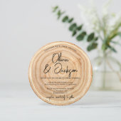 Rustic Houten QR Code Trouwkaart Kaart (Staand voorkant)