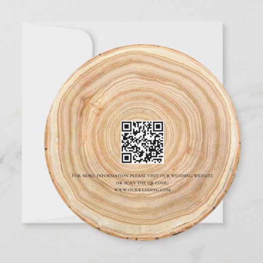 Rustic Houten QR Code Trouwkaart Kaart (Achterkant)