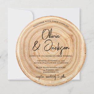 Rustic Houten QR Code Trouwkaart Kaart