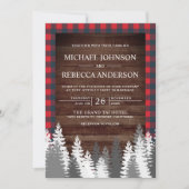 Rustic Houten Rode Buffalo Plaid Witte Pijnboom Tr Kaart (Voorkant)