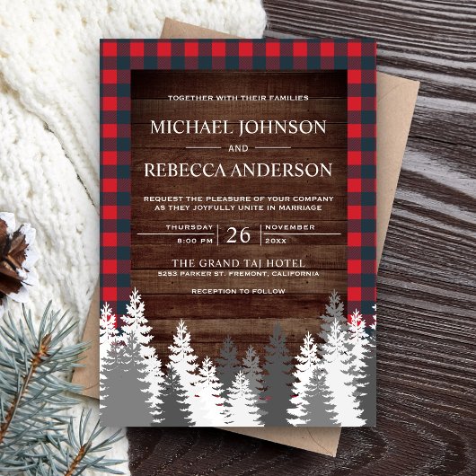 Rustic Houten Rode Buffalo Plaid Witte Pijnboom Tr Kaart