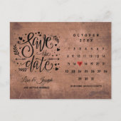 Rustic Houten Save the Date-agenda Rode Hart Briefkaart (Voorkant)