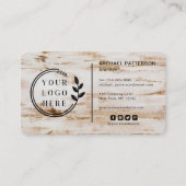 Rustic Houten Timmervak Logo en QR Code Visitekaartje (Voorkant)