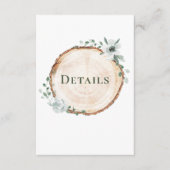Rustic houten trouwkaart botanische details QR-cod Informatiekaartje (Voorkant)
