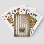 Rustic houten USA-vlag met monogram Pokerkaarten (Achterkant)