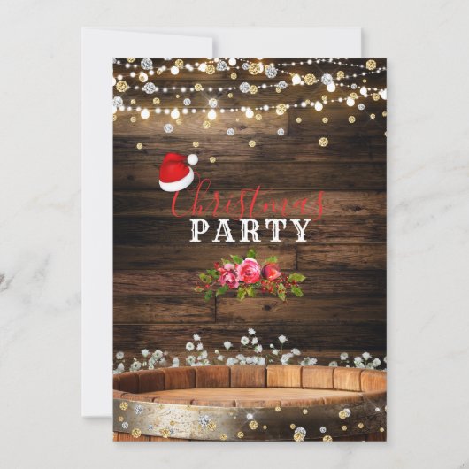 Rustic Houten Vat & Lichtjes Baby's Adem Kerstmis Kaart (Voorkant)