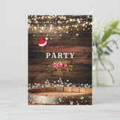 Rustic Houten Vat & Lichtjes Baby's Adem Kerstmis Kaart (Staand voorkant)