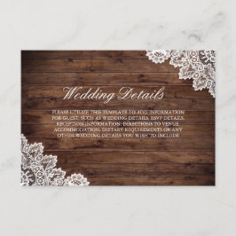 Rustic Houten Vintage Kant Bruiloft Details Kaart