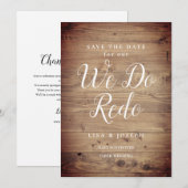 Rustic houten wijzig de datum uitgesteld schrift save the date (Voorkant / Achterkant)