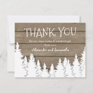 Rustic Houten Winter Dennenboom Bedankkaart