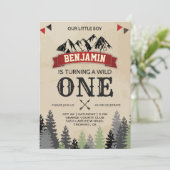 Rustic Houthakkersjongens Wild One 1e Verjaardagsf Kaart (Staand voorkant)