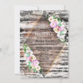 Rustic Houtroze Floral Geometric Bridal High Tea Kaart (Voorkant)