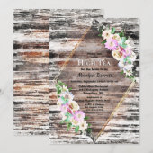 Rustic Houtroze Floral Geometric Bridal High Tea Kaart (Voorkant / Achterkant)