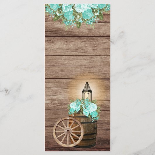 Rustic Houtsvat - Blauwgroen menu Floral (Achterkant)