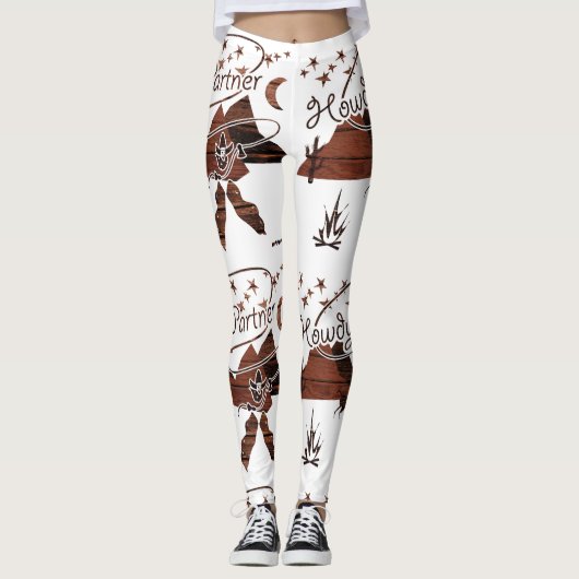 Rustic Howdy Partner Cowboy Leggings (Voorkant)