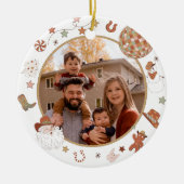 Rustic Howdy Westerne Familie Foto Kerst Keramisch Ornament (Voorkant)