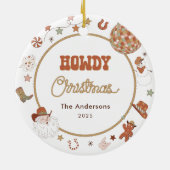 Rustic Howdy Westerne Familie Foto Kerst Keramisch Ornament (Achterkant)