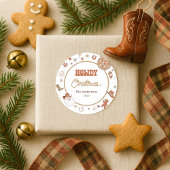 Rustic Howdy Westerne kerst Ronde Sticker