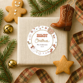 Rustic Howdy Westerne kerst Ronde Sticker