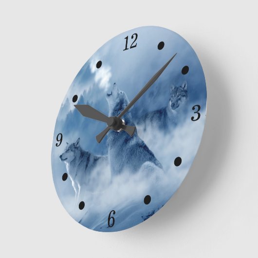 Rustic Howling Wolves Ronde Klok (Hoek)