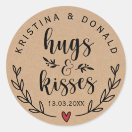 Rustic Hugs & Kisses Wedding | Vrijgezellenfeest k Ronde Sticker