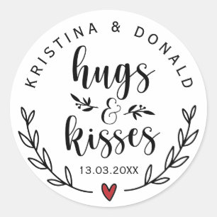 Rustic Hugs & Kisses Wedding   VRIJGEZELLENFEEST Ronde Sticker