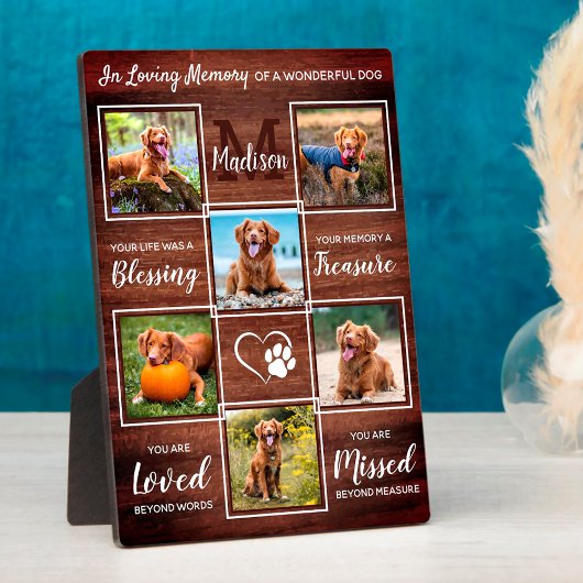 Rustic huisdier verlies cadeau 6 foto collage hond fotoplaat