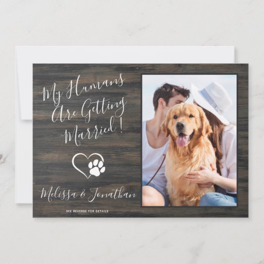 Rustic huisdierhuwelijk hond foto QR-code alles in Kaart (Voorkant)