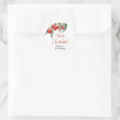 Rustic Hulstbesjes Prettig Kerstmis Persoonlijk Ronde Sticker (Tas)