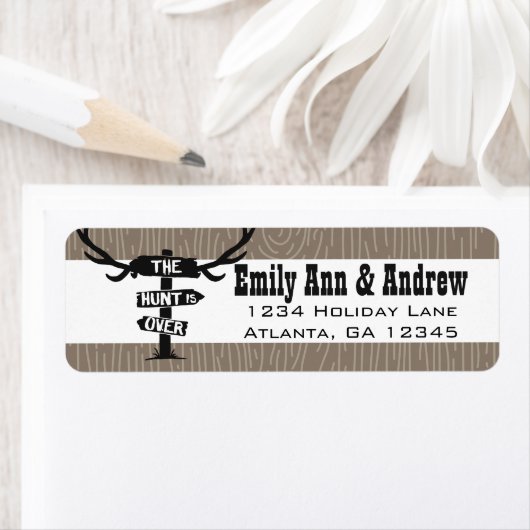 Rustic Hunt is over Barnwood Return Address Etiket (Insitu)