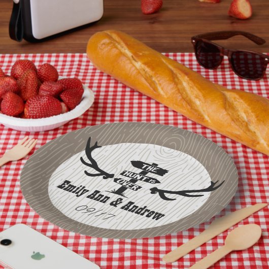 Rustic Hunt is Over Boerderij hout Papieren Bordje (Picknick)