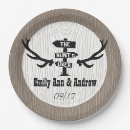 Rustic Hunt is Over Boerderij hout Papieren Bordje