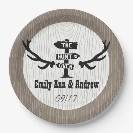 Rustic Hunt is Over Boerderij hout Papieren Bordje (Voorkant)